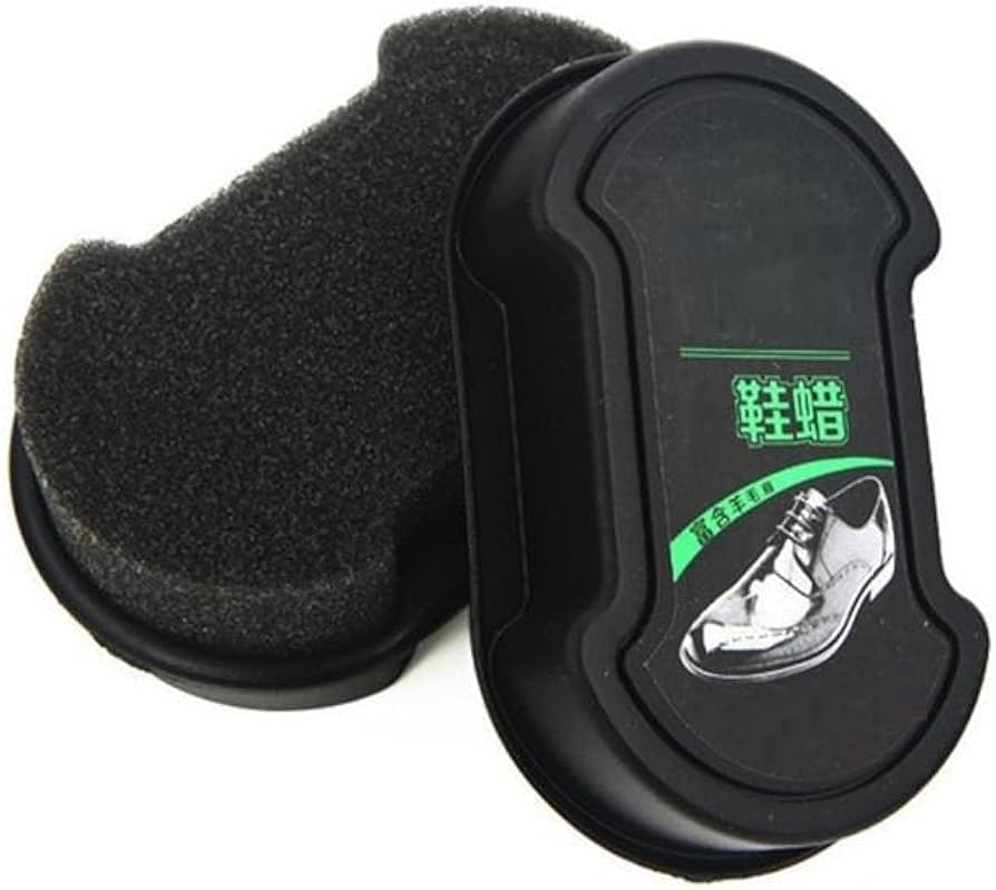Double-sided instant shoe polish sponge.