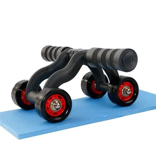 MCP Upgraded 4- Wheel AB Carver Roller With Knee Mat - Abdominal Workout 4 Wheel (black)
