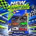 QUCO R1 Motors Street Racing 6-Piece Die-Cast Metal Toy Vehicle Set - 1:64 Scale City & Rescue Cars