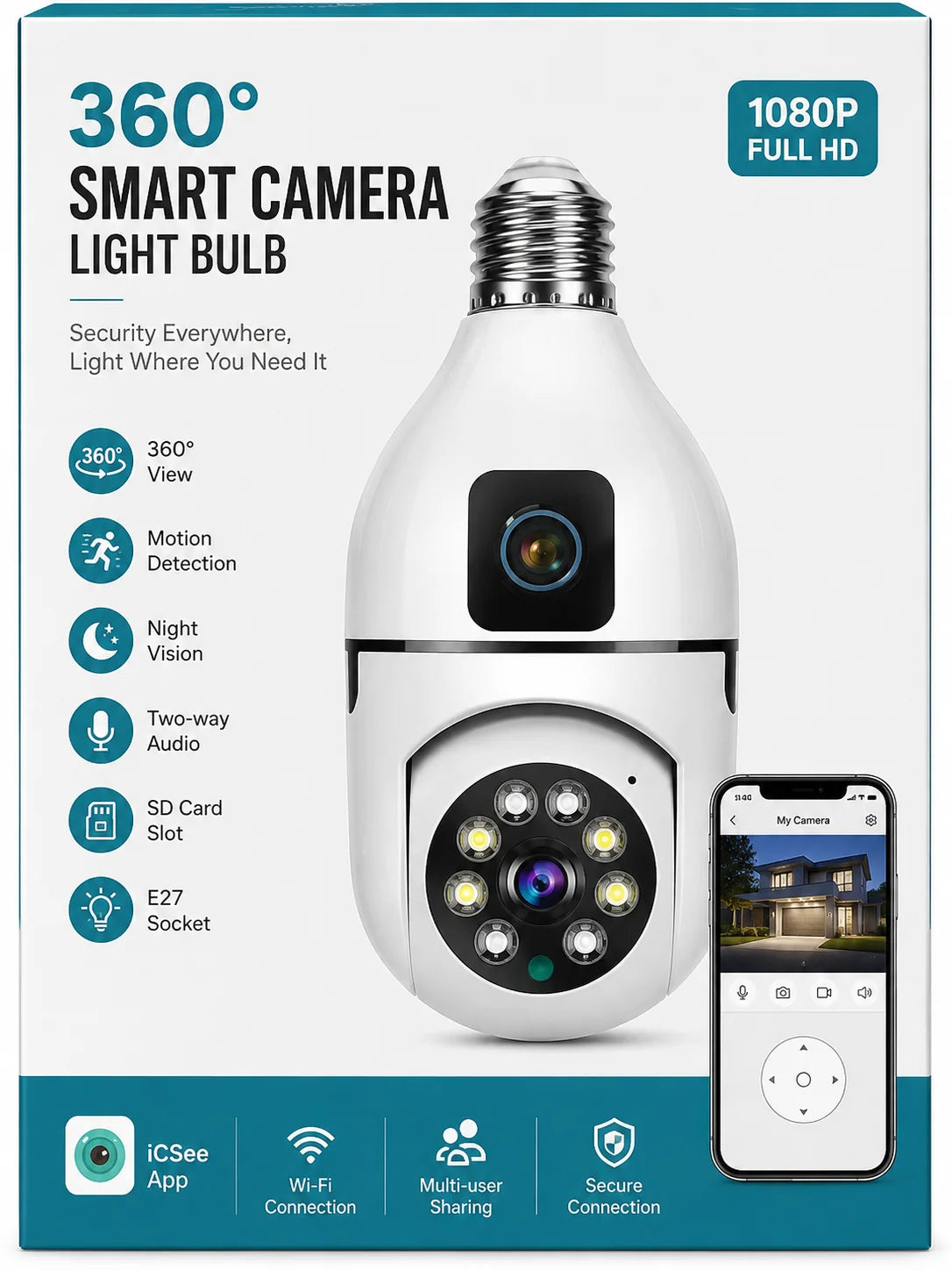 360° smart camera bulb